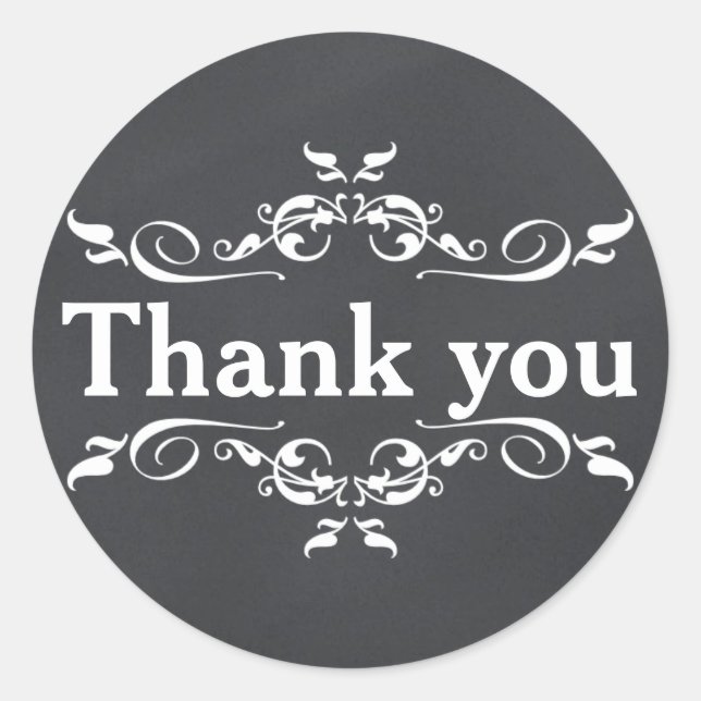 Blackboard Chalkboard Personalized Thank You Classic Round Sticker (Front)