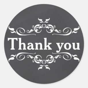 Blackboard Chalkboard Personalized Thank You Classic Round Sticker