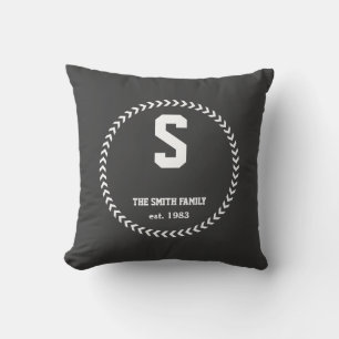 Blackboard Chalkboard Style Monogram Throw Pillow