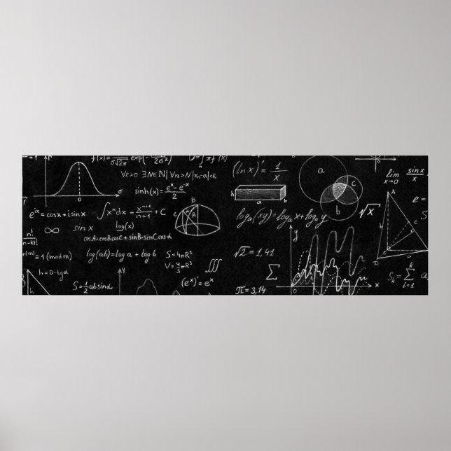 Blackboard inscribed with scientific formulas and  poster (Front)