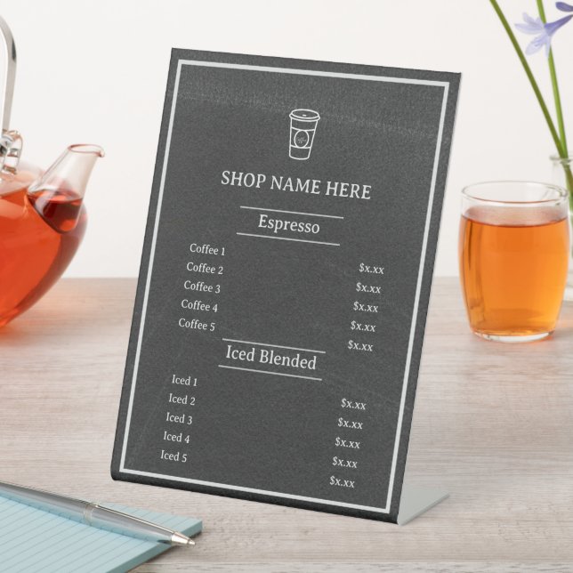 Blackboard | Minimalist Café Just Coffee Menu Pedestal Sign (In SItu)