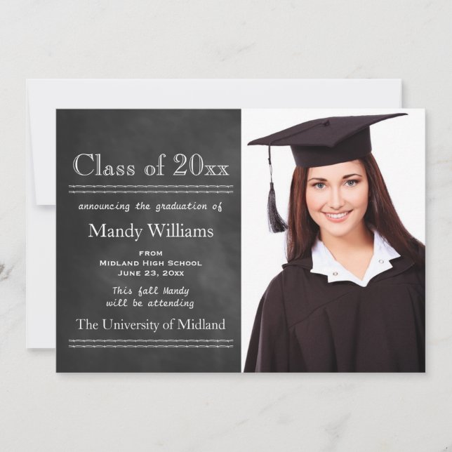 Blackboard Photo Graduation Announcement (Front)