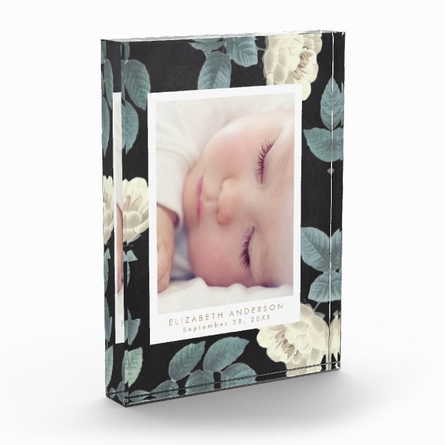 Blackboard Roses Vintage Floral Photo Block Frame (Left)