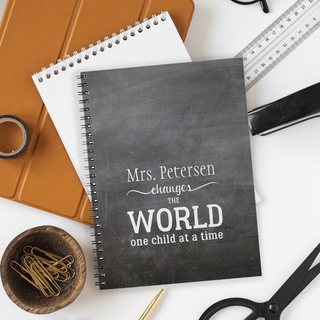 Blackboard teacher name white script quote notebook (Creator Uploaded)