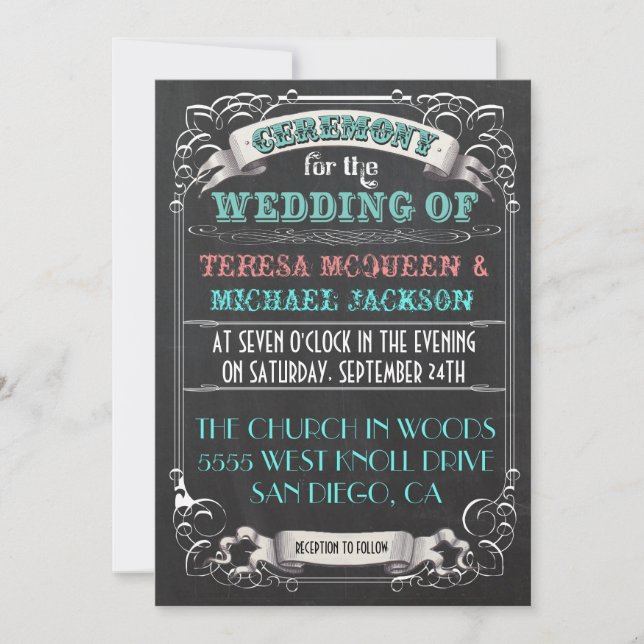 Blackboard Vintage Wedding Invitations (Front)