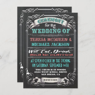 Blackboard Vintage Wedding Invitations