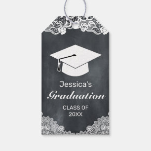 Blackboard & White Lace Graduation Congratulations Gift Tags