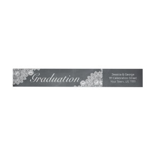 Blackboard & White Lace Graduation Invitation  Wrap Around Label