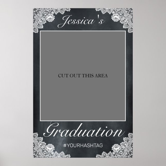 Blackboard White Lace Graduation Photo Prop Frame Poster (Front)