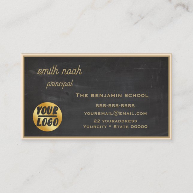 Blackboard with frame gold Custom Professional  Business Card (Front)