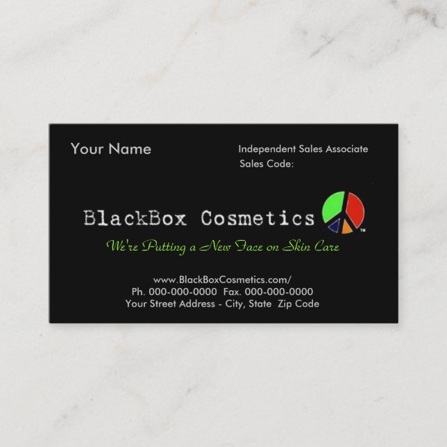 BlackBox Cosmetics, Independent Sales Associ... Business Card (Front)