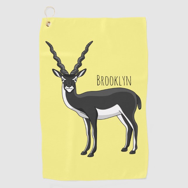 Blackbuck antelope illustration golf towel (Front)
