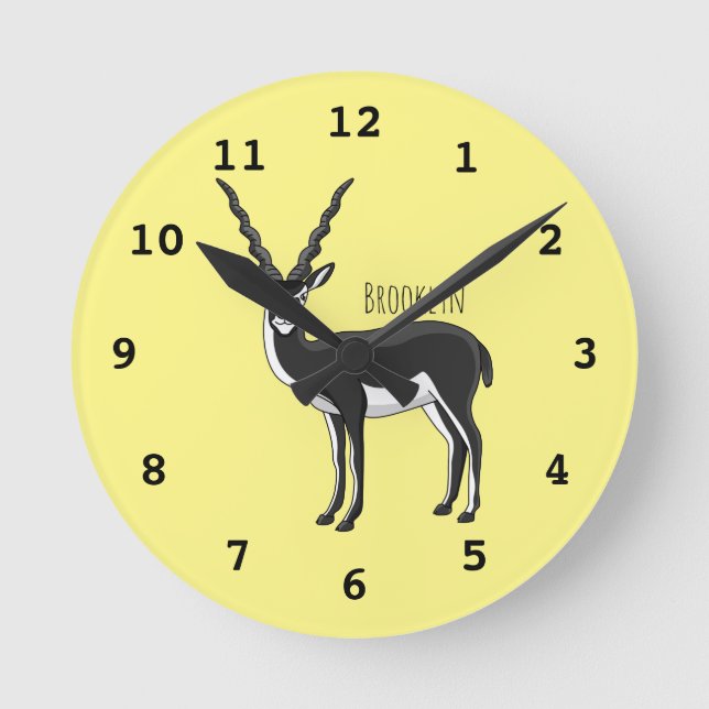 Blackbuck antelope illustration round clock (Front)
