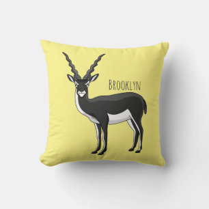 Blackbuck antelope illustration throw pillow