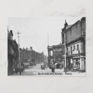 Blackburn Road, Accrington, Lancashire 1940's Postcard