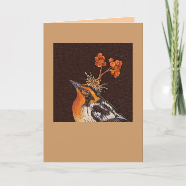 blackburnian warbler  with pyracantha card (Front)