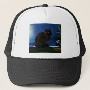 Blackcat Cat Black Domestic Animal Trucker Hat