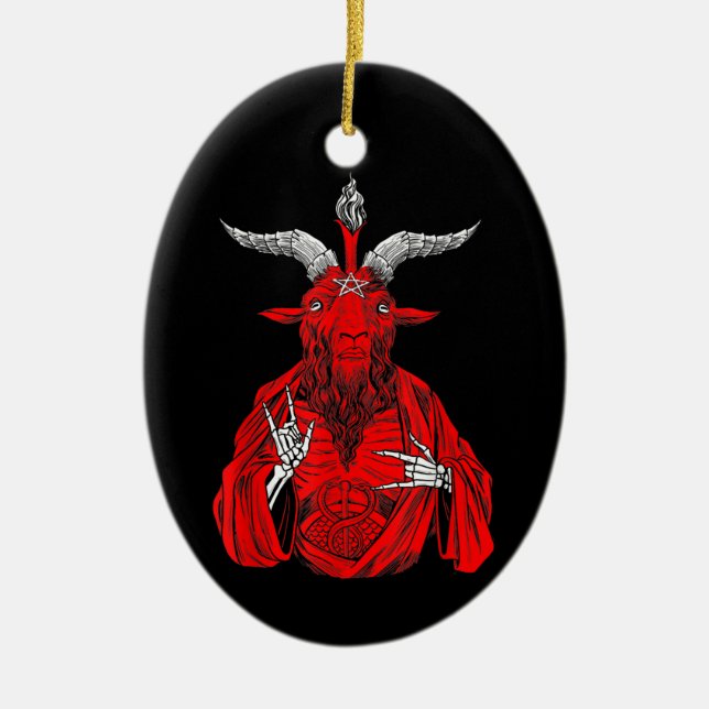 Blackcraft Antichrist Goat Satan Baphomet Ceramic Ornament (Front)