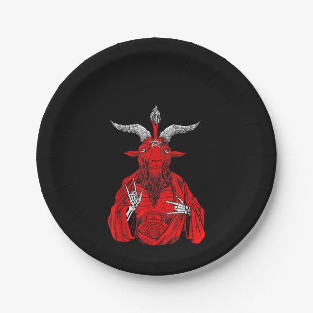 Blackcraft Antichrist Goat Satan Baphomet Paper Plate (Front)