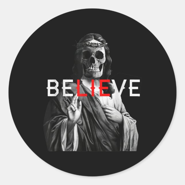 Blackcraft Antichrist Jesus Skull Believe Satan At Classic Round Sticker (Front)