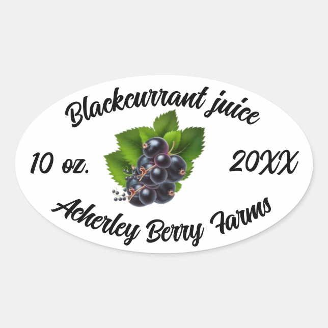 Blackcurrant juice stickers for jars (Front)
