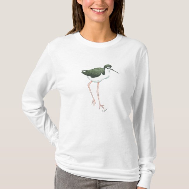 Blacked-necked Stilt Long Sleeved Tee (Front)