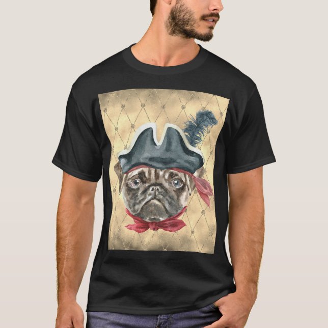 Blackface the Pug Pirate T-Shirt (Front)