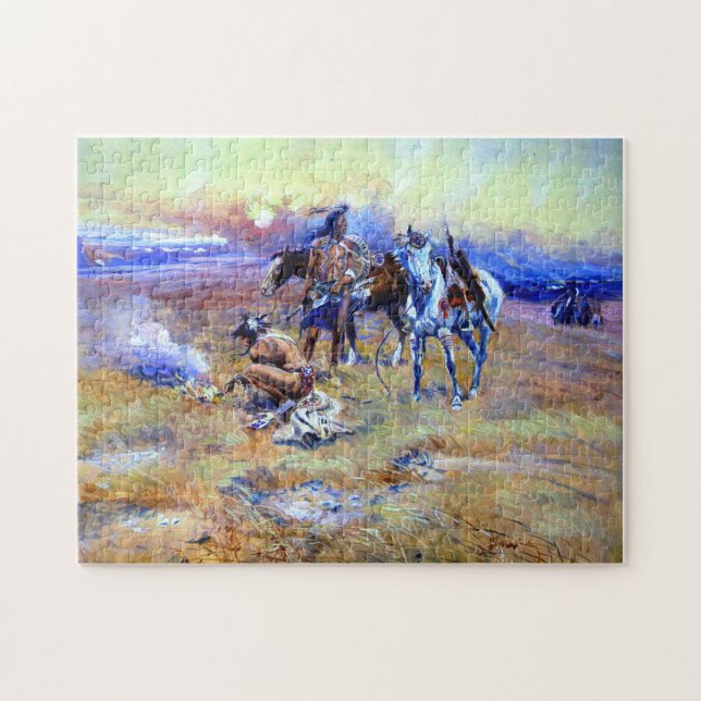 Blackfeet Buffalo Range Charles M Russell 1905 Jigsaw Puzzle (Horizontal)