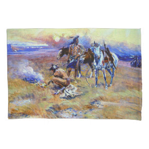Blackfeet Burning Crow Buffalo Range Charles M Rus Pillowcase