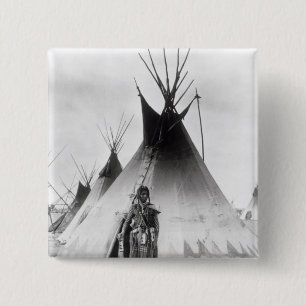 Blackfoot Brave, near Calgary, Alberta, 1889 2 Inch Square Button