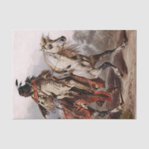 Blackfoot Indian On Arabian Horse being chased Tissue Paper