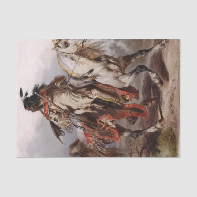 Blackfoot Indian On Arabian Horse being chased Tissue Paper (Front)