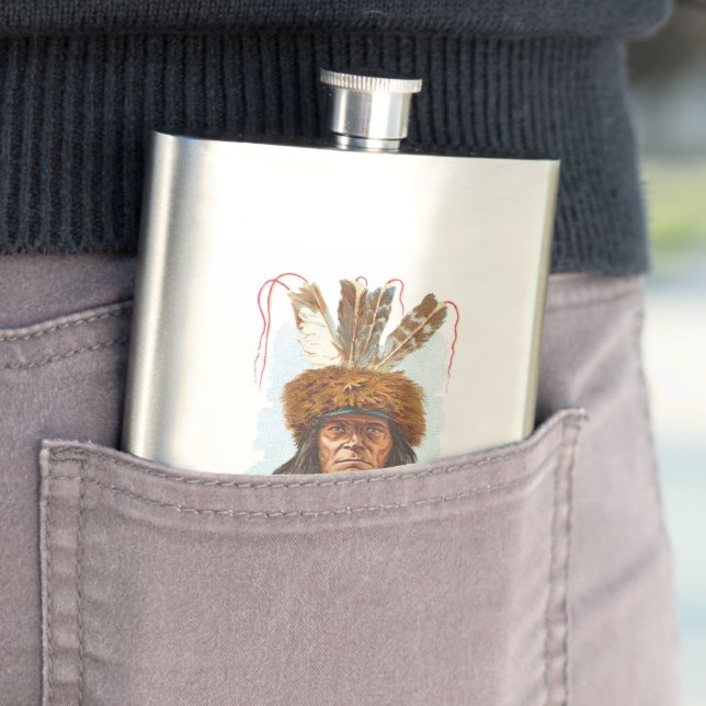 Blackfoot Sioux Chief: Big Razor Hip Flask (In Situ)