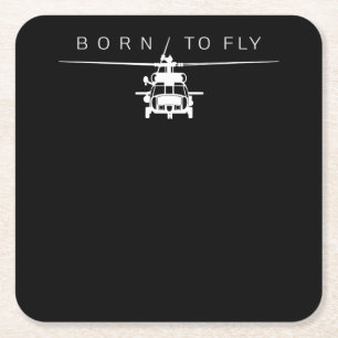 Blackhawk Military Aviation Helicopter Pilot Gift Square Paper Coaster