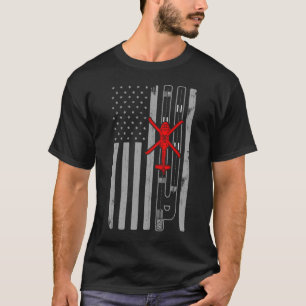 Blackhawk Military Helicopter American Flag Runway T-Shirt