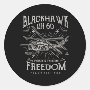Blackhawk Uh 60 Helicopter Style Chopper Pilot Fan Classic Round Sticker