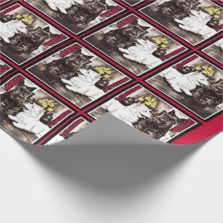 Blackie and Whitie by the fire Wrapping Paper