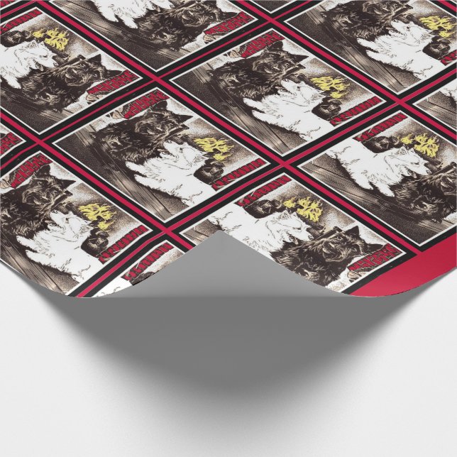 Blackie and Whitie by the fire Wrapping Paper (Corner)