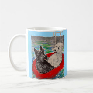 Blackie and Whitie on a raft Coffee Mug