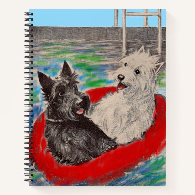 Blackie and Whitie on a raft Notebook (Front)