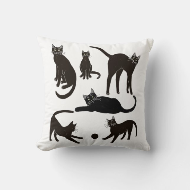 Blackie the Black Cat Pillow (Front)