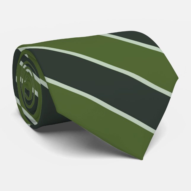 Blackish Olive And Sage Green Diagonal Stripes Tie (Rolled)