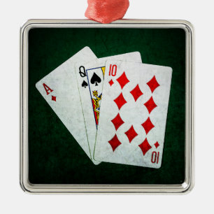 Blackjack 21 point - Ace, Queen, Ten Metal Ornament