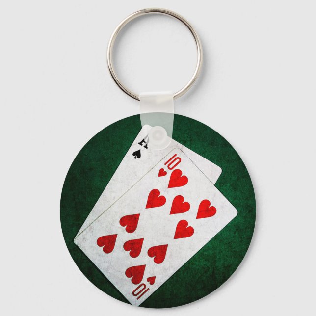 Blackjack 21 point - Ace, Ten Keychain (Front)