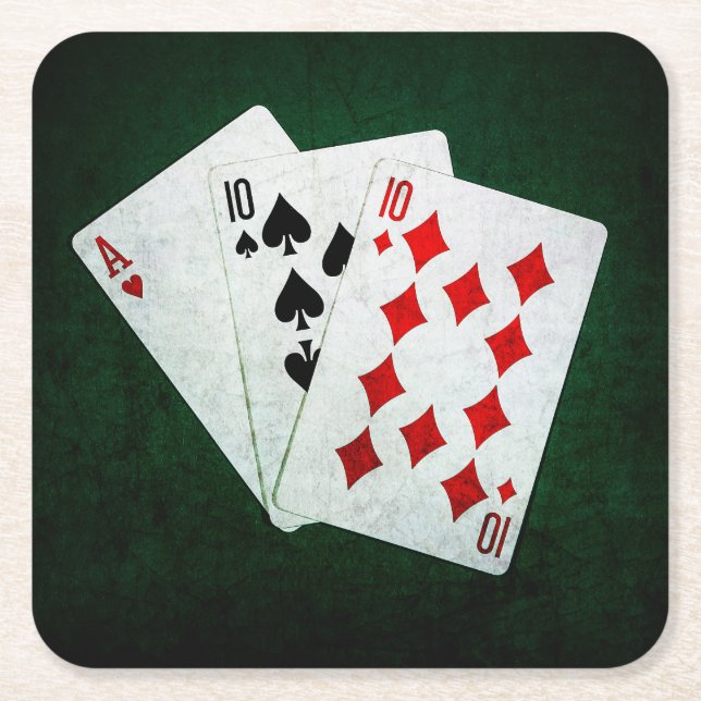 Blackjack 21 point - Ace, Ten, Ten Square Paper Coaster (Front)