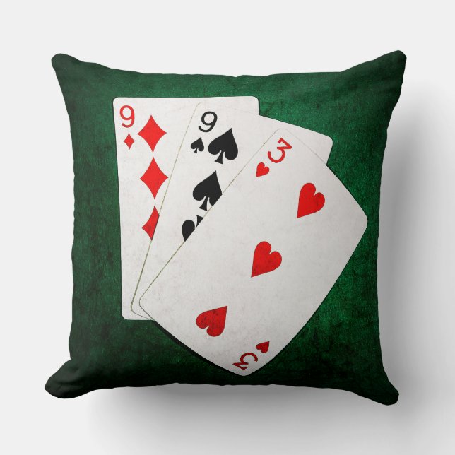 Blackjack 21 point - Nine, Nine, Three Throw Pillow (Front)