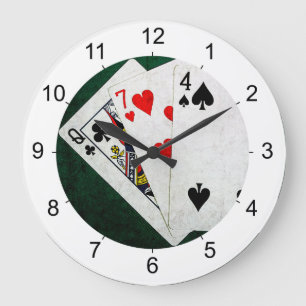 Blackjack 21 point - Queen, Seven, Four Large Clock