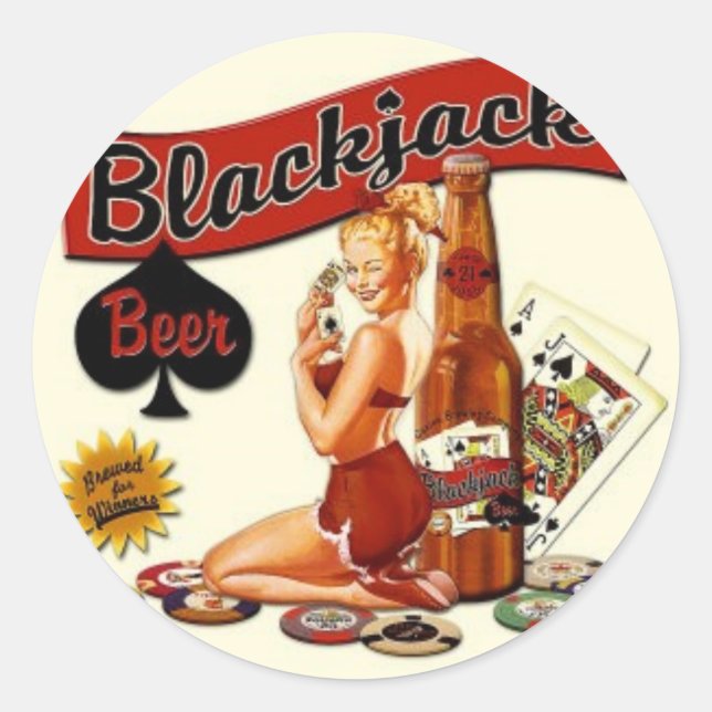 Blackjack Beer Classic Round Sticker (Front)