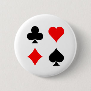 Blackjack / Poker Card Suits: Vector Art: 2 Inch Round Button
