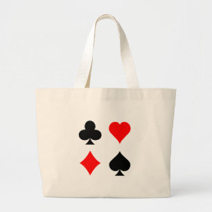 Blackjack / Poker Card Suits: Vector Art: Large Tote Bag